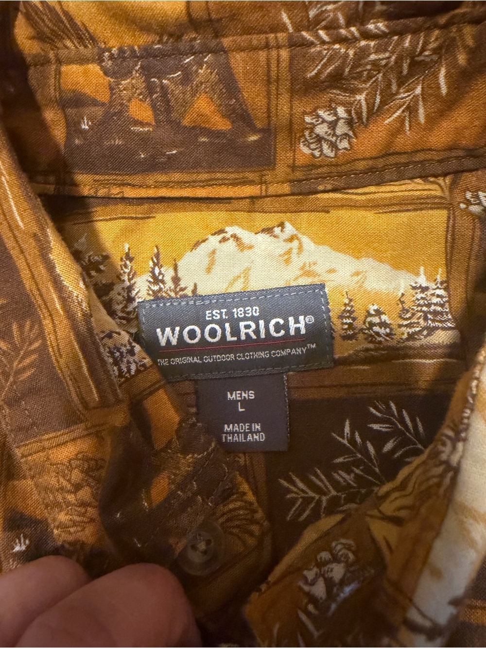 Woolrich Mustard Yellow Scenic Print Button-Down Shirt - Picture 10 of 11